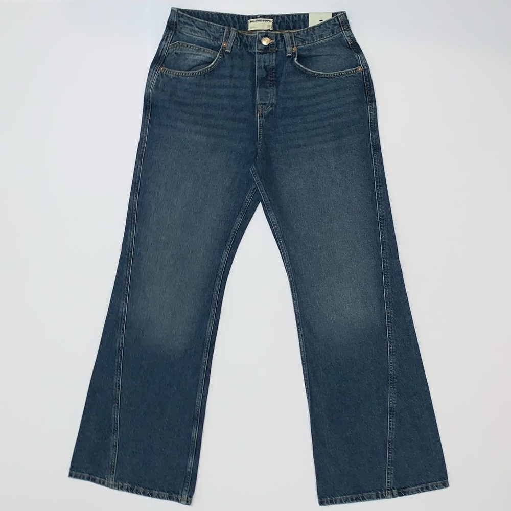Free People Women’s Expert Advice Mid-Rise Flare Blue Denim Jeans-Size 30 New